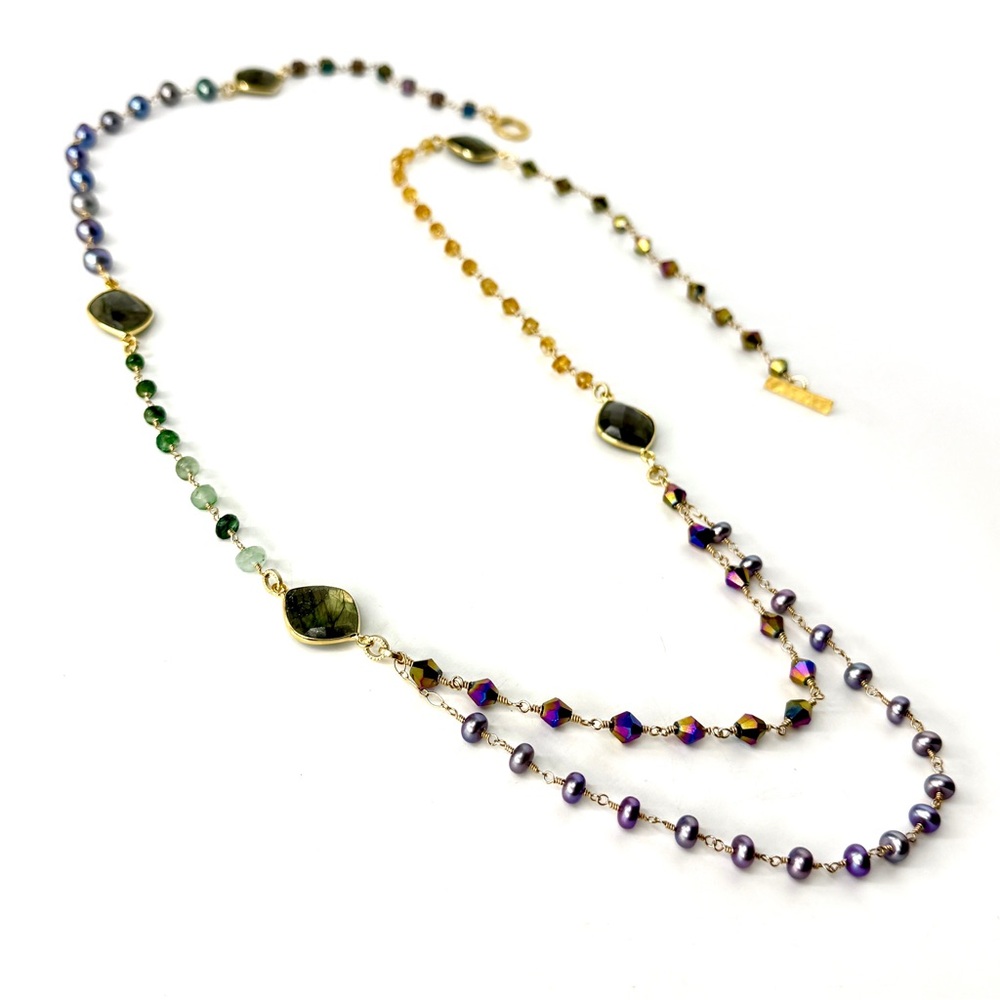Sundance Inspired Multicolored Gemstone Necklace, Fall Holiday Jewelry